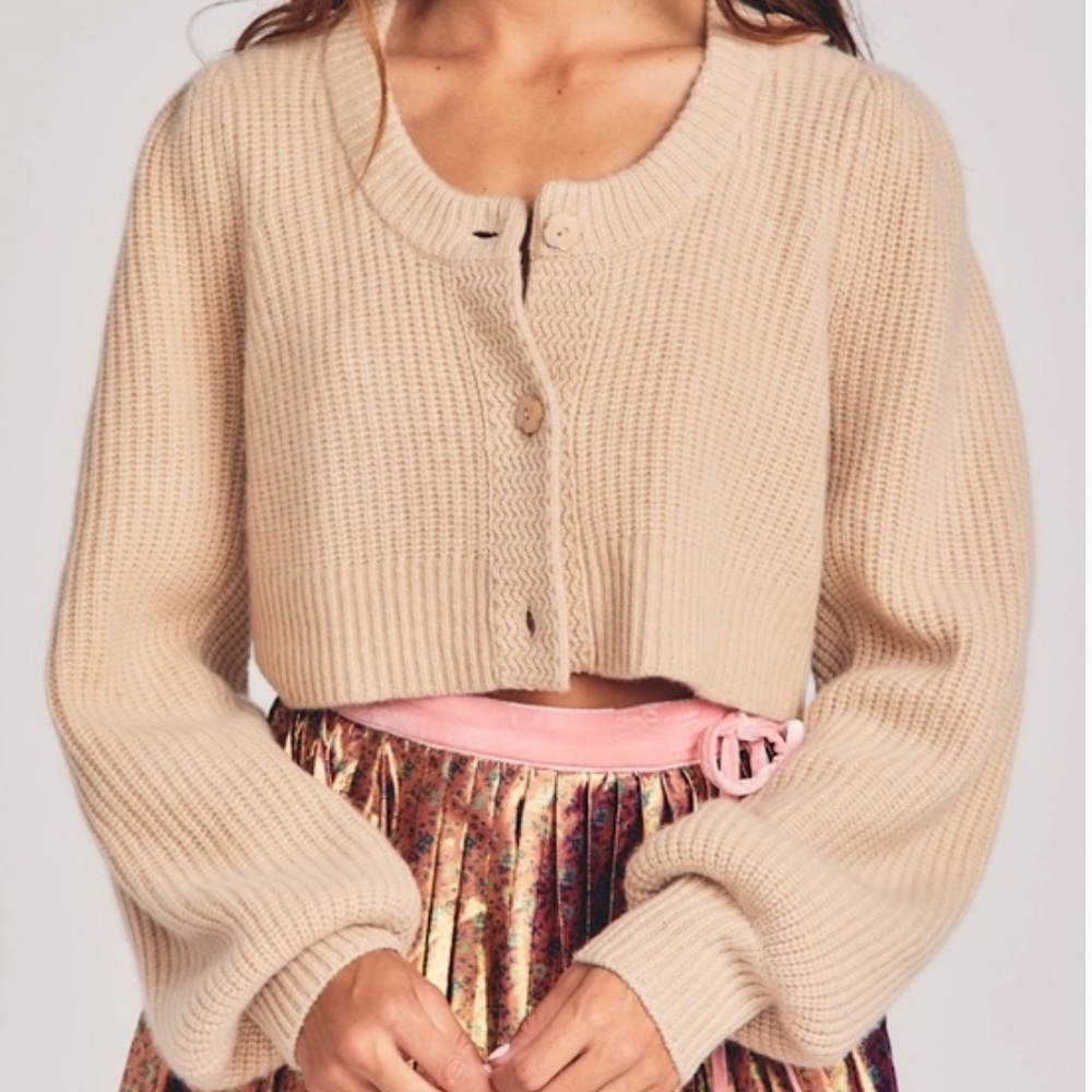 NWT LOVESHACKFANCY Cashmere Cropped Cardigan